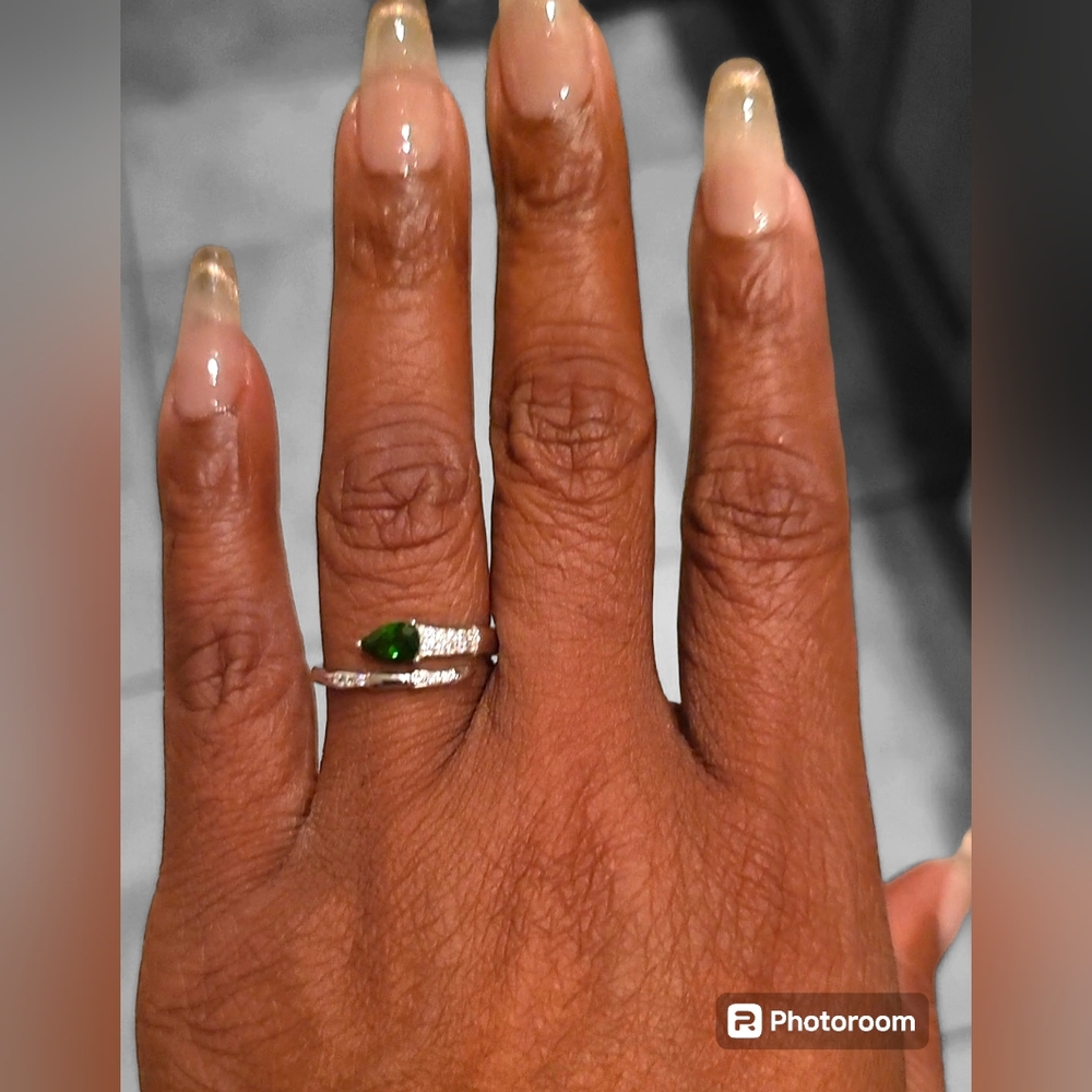 Sterling Silver Diopside Snake Ring